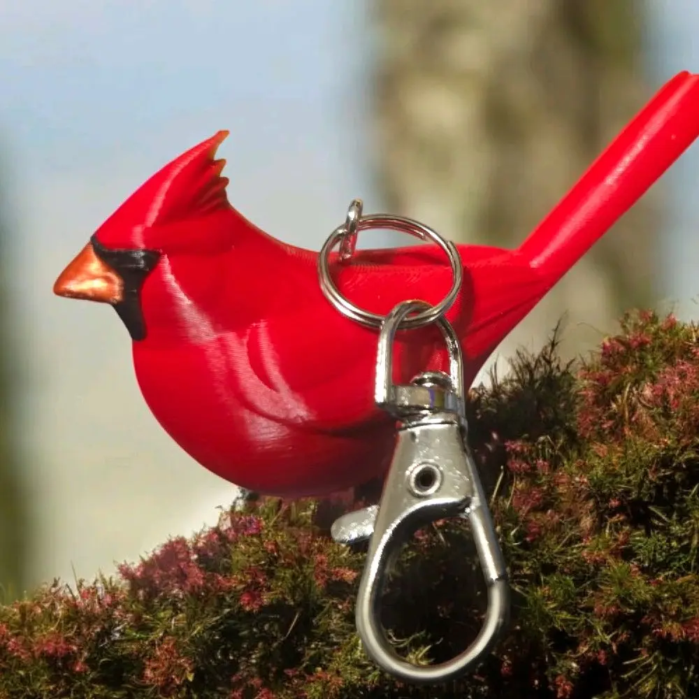 RubyRed Bird Keychain - Cute Metal Bird Charm Portable Clip-on 5 cm Red Cardinal Design with Secure claw