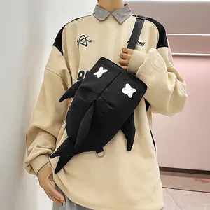 Stylish And Casual Single-Shoulder Backpack That Can Also Be Worn As a Double-Shoulder Bag, Perfect for Couples. This Trendy Shark-Themed Backpack Is Suitable for High School And College Freshmen, Ideal for Travel .
