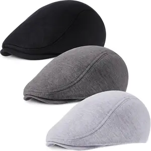 3 Pieces Newsboy Men'S Hat Soft Stretch Fit Men Cap Cabbie Driving Cap for Men