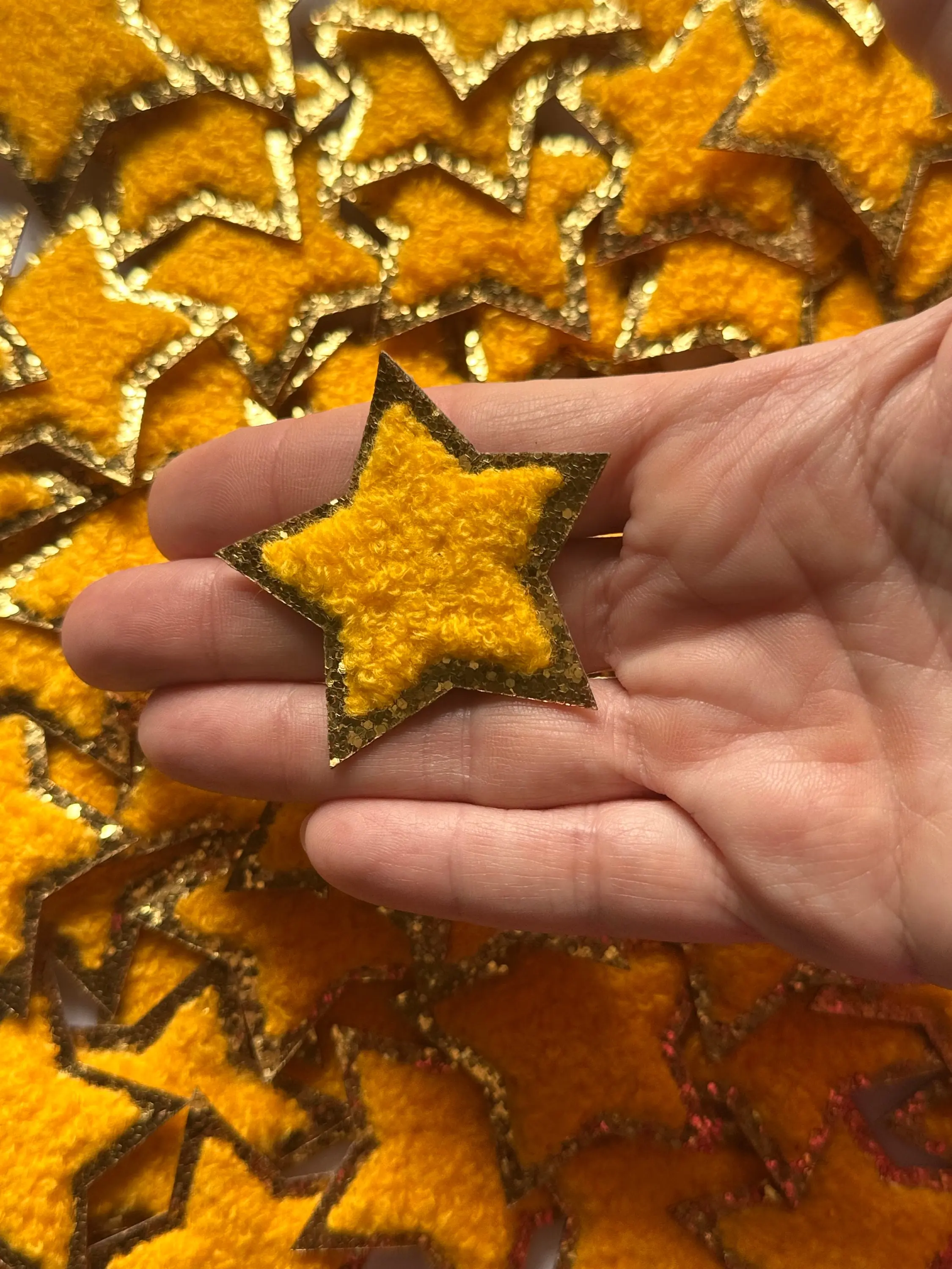 Christmas Star Patch, Chenille Iron on patch, Glitter border patch, Iron On patch, Hat Patch, Christmas patch