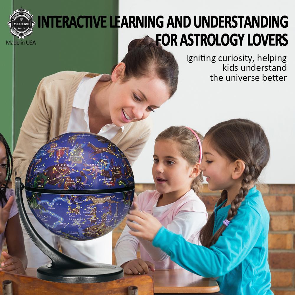Replogle 4.3 inch Mini Interactive Celestial 720° Rotating Astronomical Globe with Constellation Nebulae for Space Exploration and Astronomy Enthusiasts Made in USA
