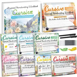 8 Pack Grooved Cursive Handwriting Workbook Learning Grooved Cursive  Handwriting Practice kit with Disappearing Ink Pens Magic Copybooks Set for  Beginners Kickoff Student