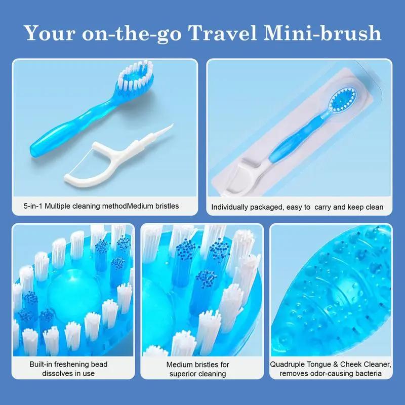 Portable Lightweight Compact Mint Waterless Travel Toothbrush Pack, Multi-Function Disposable Dental Brushes for Camping, Daily Post-Meal Oral Care