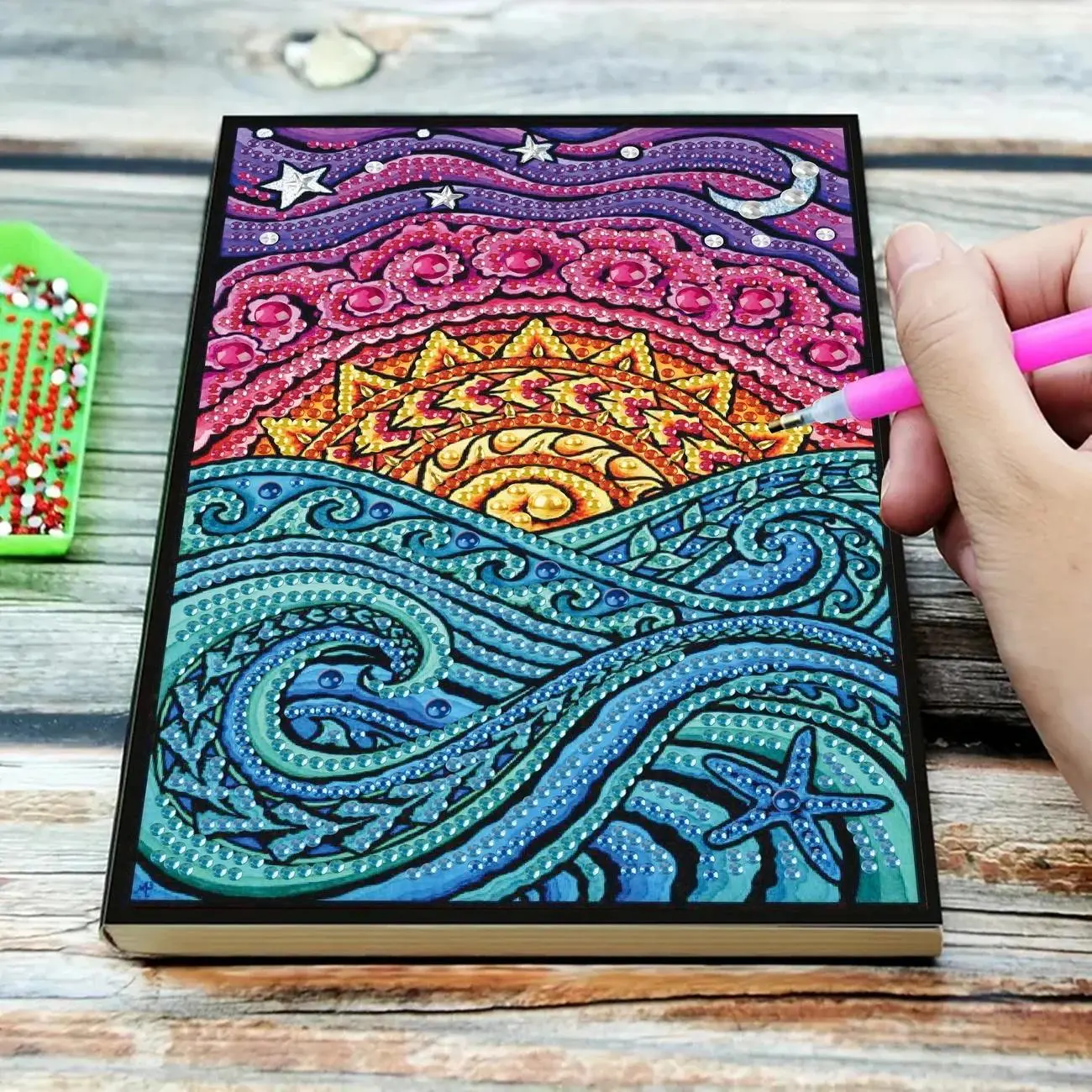 5D DIY Diamond Arts Colorful Painting Notebook, Creative Theme Pattern Diamond Arts Colorful Painting Notebook, DIY Notebook Art Kit for Handcrafts, Handicraft, Diamond Pattern Design