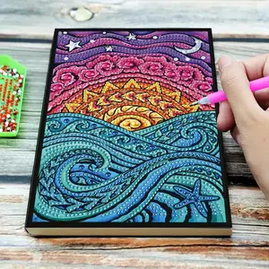 5D DIY Diamond Arts Colorful Painting Notebook, Creative Theme Pattern Diamond Arts Colorful Painting Notebook, DIY Notebook Art Kit for Handcrafts, Handicraft