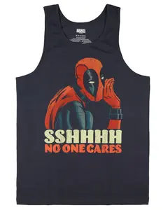 Marvel Deadpool Men's Sleeveless T-Shirt Sshhh No One Cares Adult Muscle Tee Tank Top