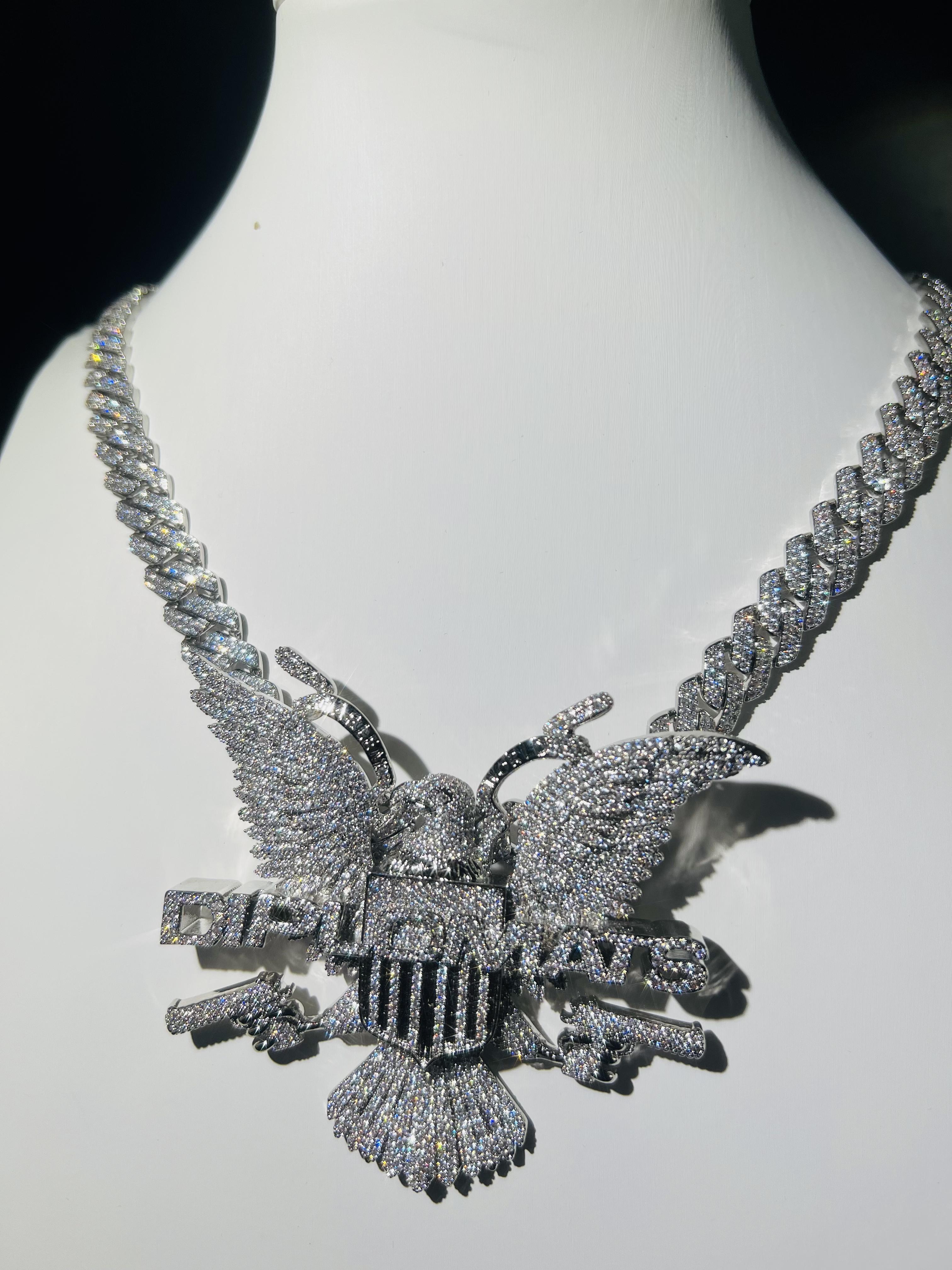 Luxury Desert Eagle Customized Ice Diamond Pendant, High Quality Rose Gold Plated Hip Hop Pendant for Men and Women, Party Wear, Nickel Free, Lead Free, Large Party Wear, Hip Hop Gift