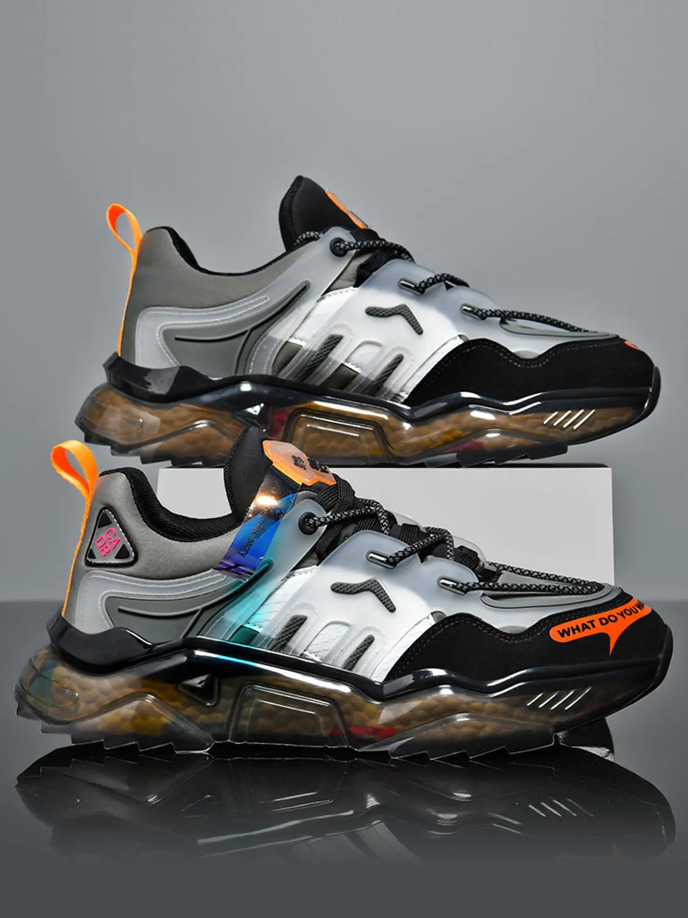 Men's Fashionable Patchwork Design Lace Up Sneakers, Casual Comfortable Breathable Sports Running Shoes, Casual Jogging Shoes, Male All-match Round Toe Chunky Sneakers for Daily Life, Trendy Running Shoes