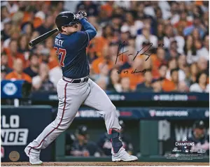 Austin Riley Atlanta Braves Autographed 16" x 20" 2021 World Series Champions Hitting Photograph with "21 WS Champs" Inscription - Fanatics Authentic Certified
