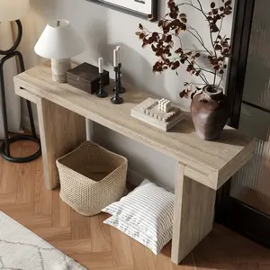 60inches Rustic Farmhouse Console Table , Distressed Wood Finish Entryway Sofa Side Table for Living Room, Hallway,Natural Wood outdoorfun