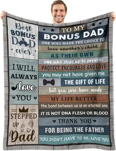 Bonus Dad Gifts, Step Dad Birthday Gift, Gifts for Stepdad from Daughter Son, Bonus Dad Blanket Gifts for Fathers Day Christmas, Throw Blanket 50"X60"
