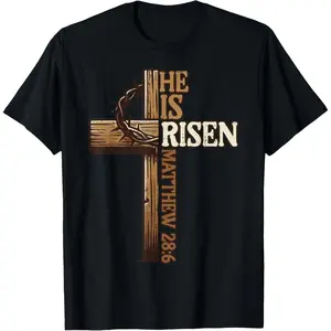 Easter Cross He Is Risen Jesus Christian Men Women Youth T-ShirtGlowNest Coo Coo
