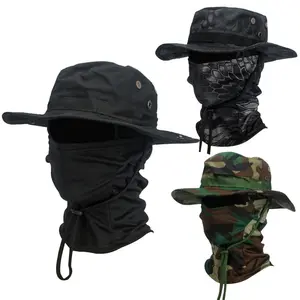 2Pcs/Set Wide-brimmed Hat Balaclava Mixed Set Men Sunscreen Boonie Cap Outdoors Hiking Camping Fishing Hat Sun Hat Fisherman Hat