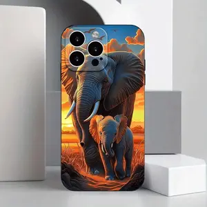 iPhone Elephant Phone Case, Black TPU Soft Protective Cover, Suitable for iPhone 11/12/13/14/15/16/17 Pro Max