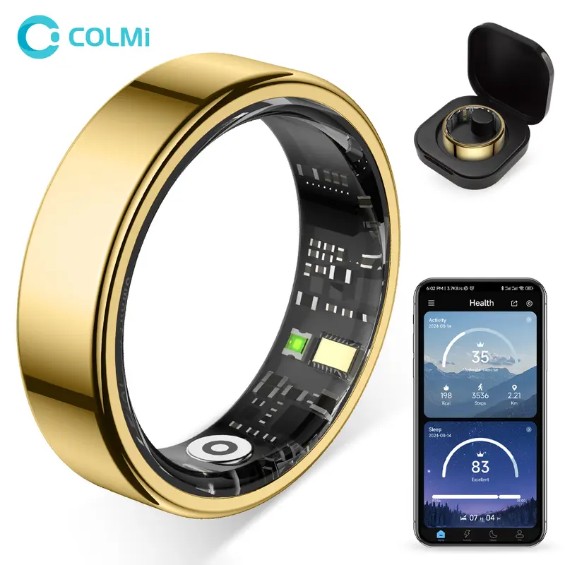COLMI Ring 2 Classic Round Hybrid Smart Ring - Unisex Wearable Device, 5ATM Swim-Ready 5 ATM Waterproof Chargeable Tech, Bluetooth IP68 Universal Fitness Tracker Compatible with Smartphones (Back to School)