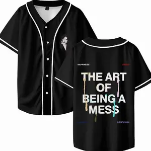 Lauren Spencer Smith The Art Of Being A Mess Baseball Jersey Shirt V-Neck Women Men Short Sleeve Streetwear Clothes