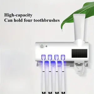 1 Toothbrush Device, Toothpaste Dispenser, Toothpaste Squeezer, USB Charging, Smart Automatic Toothpaste Dispenser Wall Mounted Bathroom, Bathroom Accessories Save Space Wall Mounted Toothbrush Holder Black