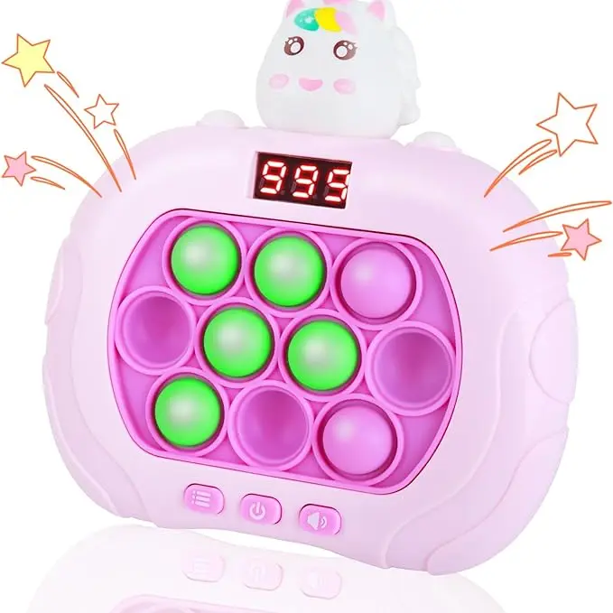 Unicorn, Fast Push Toy with Lights, Fast Push Bubble Game Animal Edition Gadgets Sensory Toys, Pocket Games for Kids Stress Reduction Breakthrough Puzzle Game Machine for Kids (Pink)