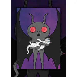 Mothman and Cat Art Print