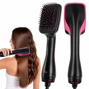 New 2 In 1 Hair Dryer Brush & Straightener Blow Dryer Brush with Negative Ions Detangles & Smooths Hair Reduces Frizz & Static Styler