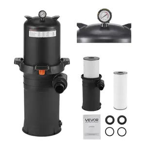 fathersdaygift 200 sq. ft Cartridge Pool Filter Valve 9000 GPH Swimming Pool Filtration System