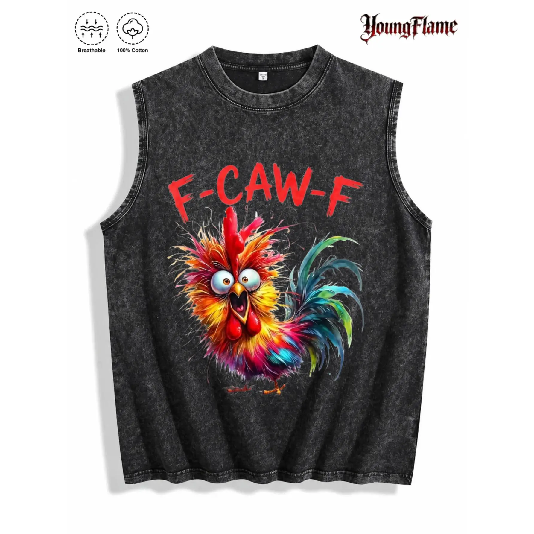Men's Sleeveless Funny Animal Meme Graphic Tank Top - Retro Vintage Menswear, Edgy Acid Wash Gym Pump Cover, Breathable Casual Summer Vest