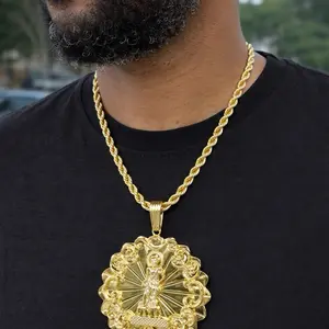 14k Gold Bonded Pendant ONLY  - Saint Lazaro (Solo la medalla )