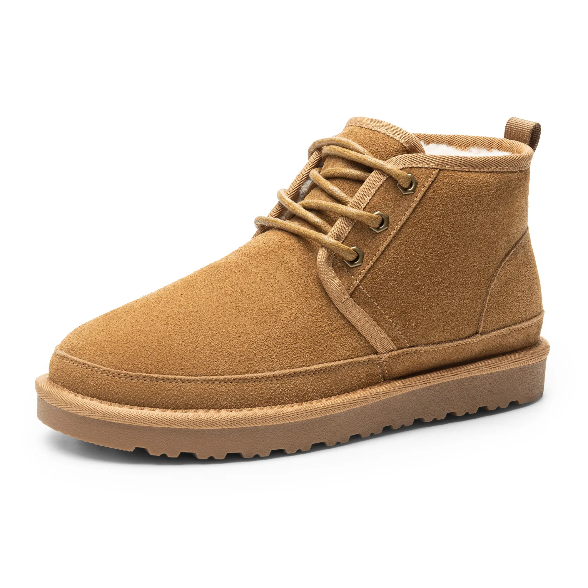 BRUNO MARC Men's Genuine Suede Leather Ankle Shoe - Faux Fur Liner, Cozy, Lightweight, Warm Closed-Toe Outdoor Winter Footwear, Walking Shoes, Soft