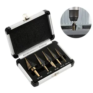 Set of 5 Step Drill Bits, Titanium Coated Hss, 50 Sizes Metal Drill Bits, Durable and Precise Drilling Tools for Various Applications, Different Sizes