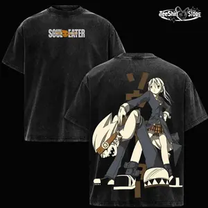 Maka Albarn & Soul Evans - Soul Eater Anime T-Shirt – Vintage Washed Oversized Graphic Hoodie, Heavy Cotton Manga Streetwear Unisex, Gift for Anime Fans 4M6