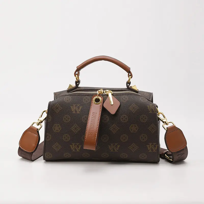Vintage Printed Women Handheld Bag Lightweight Wide Strap Crossbody Shoulder Bag Elegant Daily Fashion Ladies Satchel Purse