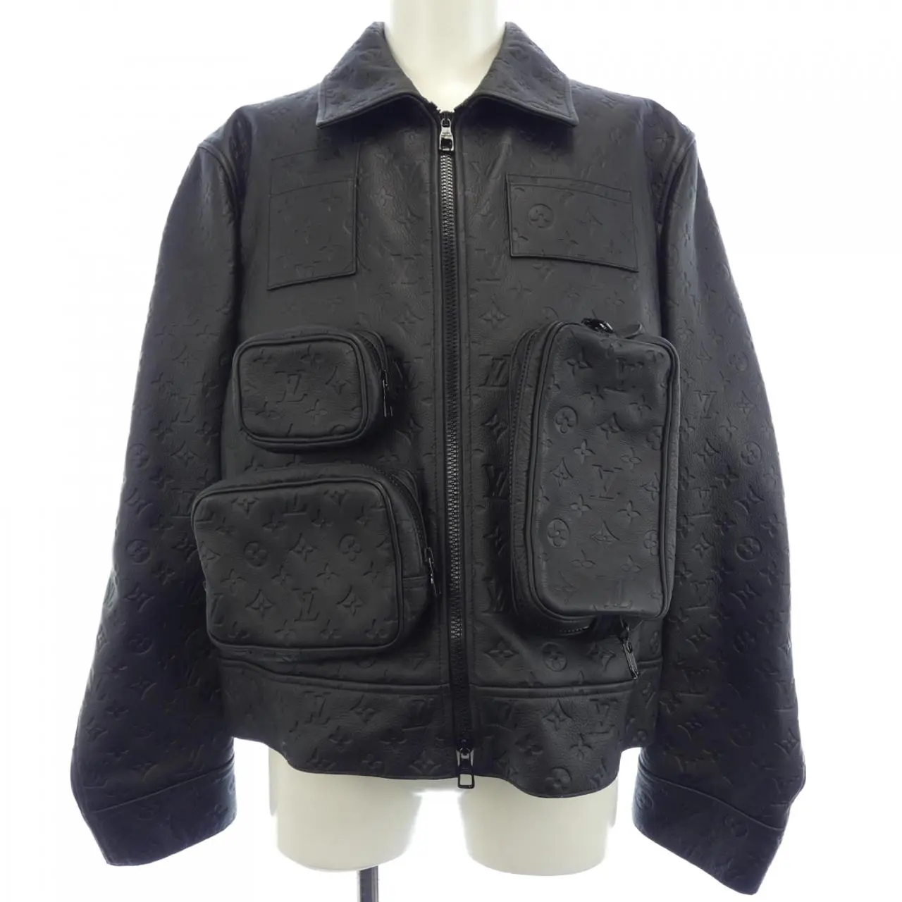 Pre-owned Louis Vuitton Calfskin Small Leather Goods Monogram Emboss Utility Jacket