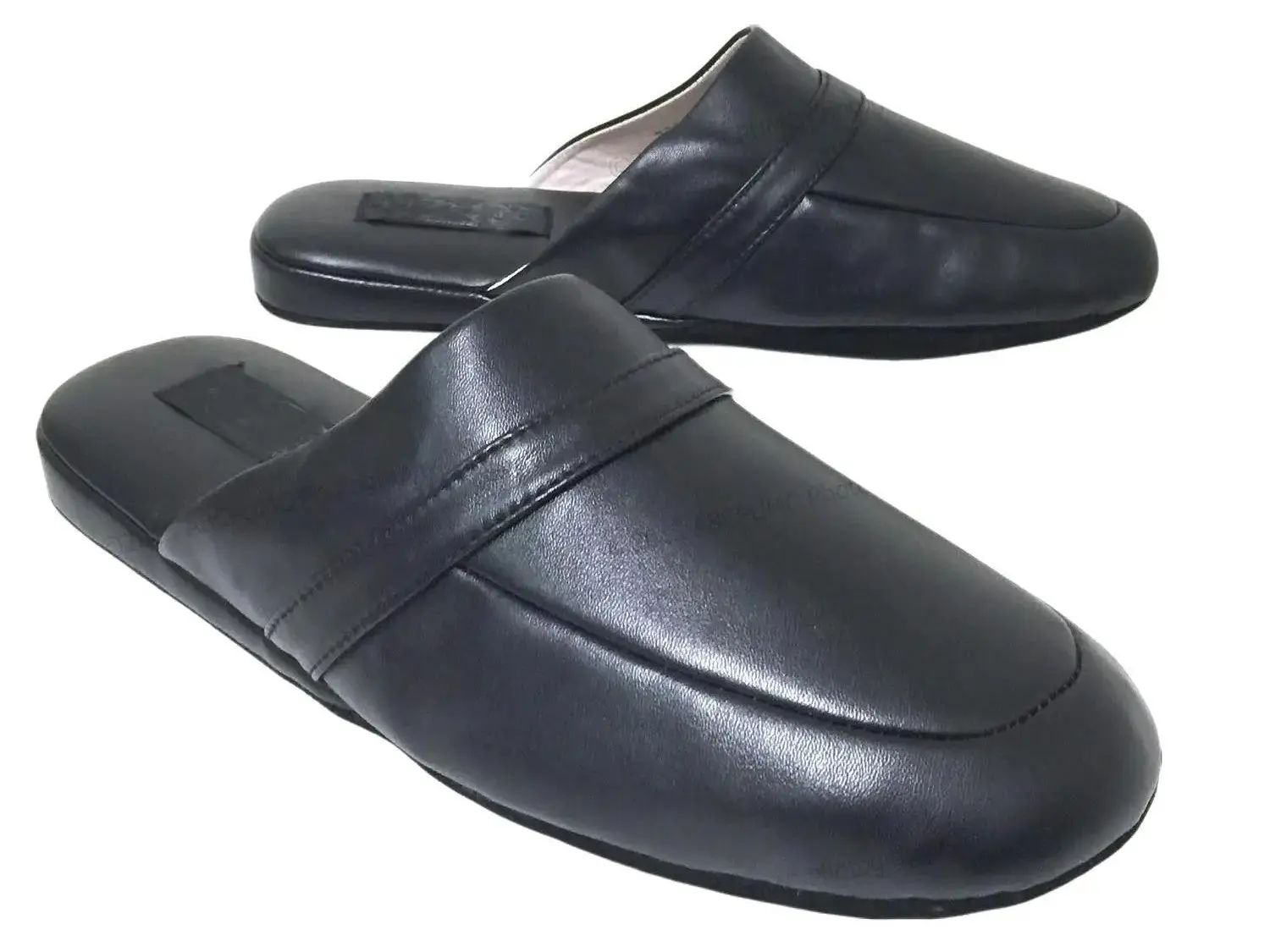 Men's House Slippers Classic Leather Lining Padded Black Loafer Men's House Slippers Classic Leather Lining Padded Black Loafer