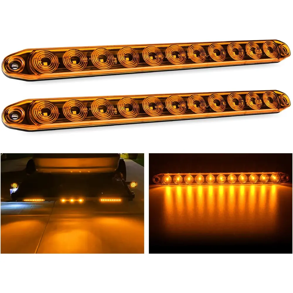 Nilight 2PCS 16In 11-LED Amber Trailer Marker ID Light Bar Car Kit - DOT Compliant, IP65 Waterproof, Stop Brake Turn Signals for Horse/Travel/Boat Trailers, Truck Accessories, Horse Trailer