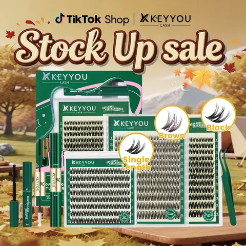 KEYYOU Flora Lash Kit | Kim & Kylie D curl | Spider Lash | Volume Boosting | Waterproof | Long-Lasting | DIY Extensions | 132PCS Cluster Lashes | Soft | Easy DIY At Home | Ultra Thin Band #September Stock Up