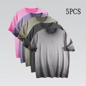 5 Pack Oversized Tshirts for Women Vintage Washed Baggy Tees Cotton Short Sleeves Acid Shirts Unisex Tops