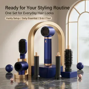 5-in-1 Hot Air Styling Brush, Professional Multi-Functional Hair Styler for One-Click Curls, Root Volumizing, Straightening & Effortless Waves, Salon-Quality Blowout Tool for Home Use, Suitable for All Hair Types