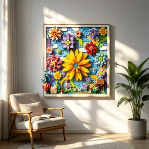 Micro Brick 3D Flower Wall Art! DIY Building Set for Adults & Teens – Floral Home Decor Display Blocks Blossom