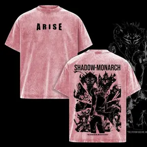 Solo Leveling Shadow Monarch Oversized T-Shirt – Vintage Washed Anime Graphic Tee, Dark Fantasy Streetwear, Heavy Cotton Oversized Shirt, Unisex Casual Top, Gift for Solo Leveling Fans Unisex streetwear, perfect for comic book lovers.