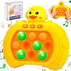 Quick Push Game Toy, Handheld Light up Game Console, Puzzle Game Machine for Kids 6-12, Squeeze Poppet Sensory Fast Push Bubble Toy, Novelty Fidget Toys Party and birthday Favor Gifts for Kids Adults (Yellow Duck)