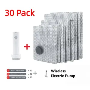 30 Pack Cordless Travel Vacuum Bag Set with USB-30/9 Pack Vacuum Compression Storage Bags,Savers for Clothing & Travel Essentials. Zipper Pouches, Outdoor Packing System, Hand Organizer, Christmas Variety Pack