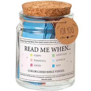 Bible Verse Jar, Prayer and Hope Gift Jar for Birthdays and Graduations, Religious Christian Encouragement Gift for Family, Teachers, and Friends, Home Decor Gift