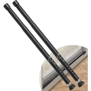 Sliding Door  Bar 2packs, 17.7-50.5inch Adjustable Locking Window Safety Bar with Rubber Tips,Diameter 1inch Window  Bar for  Apartment (Black 2Packs)
