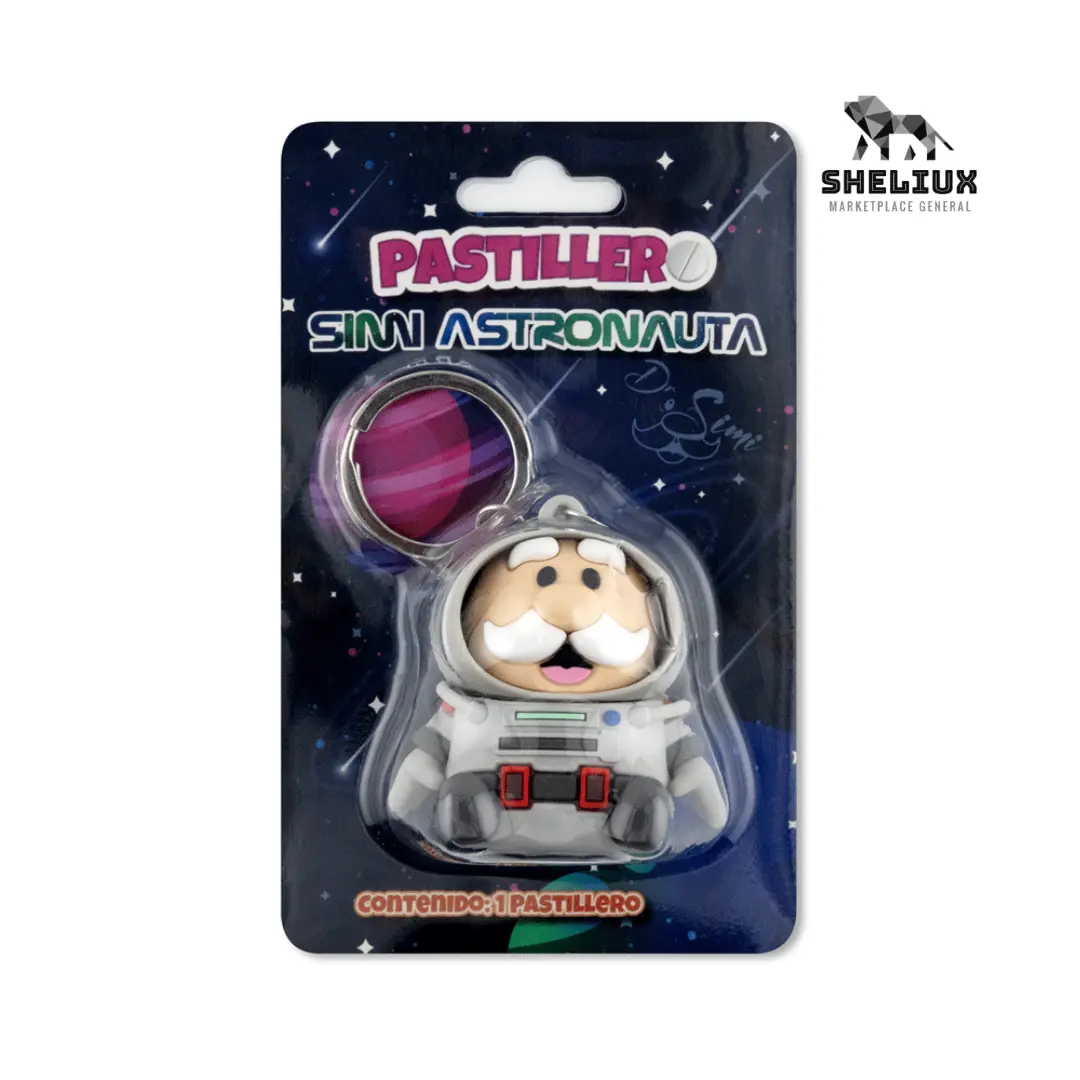 Pastillero y llavero  (Keychain) Dr. Simi Astronauta - Collectible Figura with Astronaut Design and Fun Face