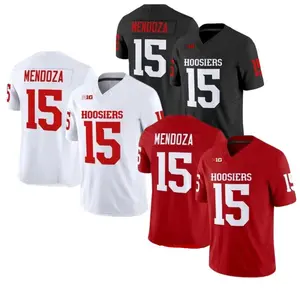 Mendoza #15 Hoosiers Black/White/Red Football Jersey