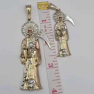 THE GRIM REAPER fashion set 2 pendants three colors with stones two sizes NO CHAIN gold-plated