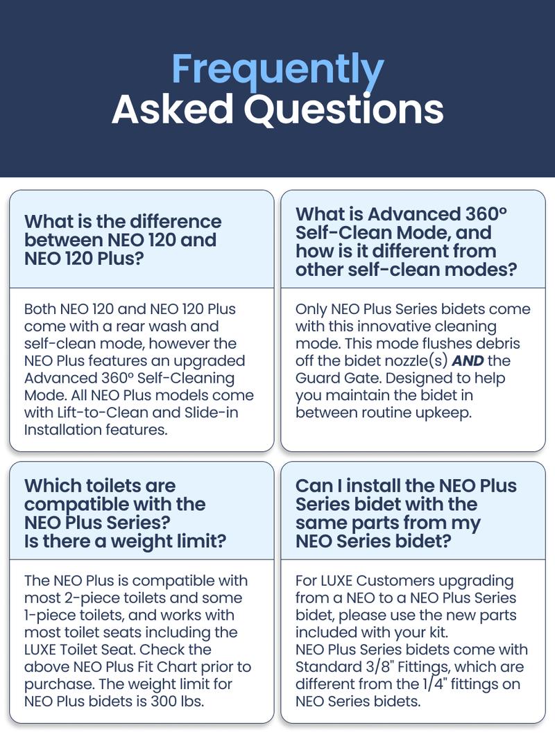 LUXE Bidet NEO 120 Plus - Rear Wash Only, Bidet Attachment for Toilet Seat, Easy Slide-in Install, Patented 360° Self-Clean, and Flip Feature