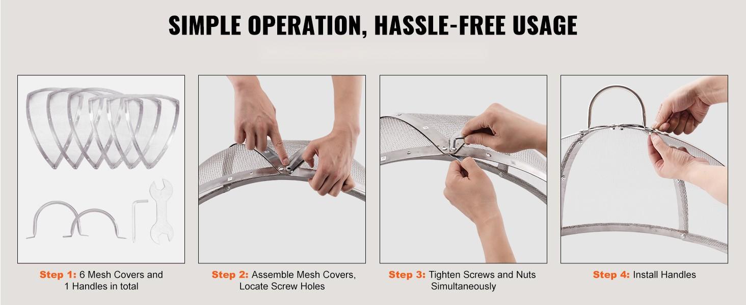 Fire Pit Spark Screen Lid, 36-Inch Diameter, Outdoor Fire Pit Ring Cover, Round Stainless Steel Shield, Metal Cover For Fire Ring, Easy-Opening Guard, Patio And Backyard Fire Pits, Weatherproof Ring Screen Accessory