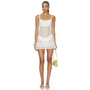 Frankies Bikinis X JENNIE International Angel Crochet Mini Dress in Optic White