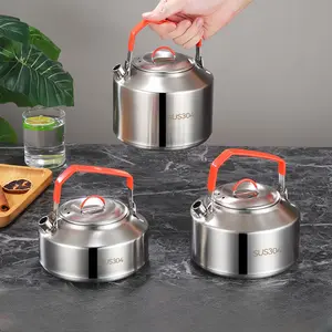 Stainless Steel Camping Kettle - Portable & Durable for Outdoor Picnics, Reusable Tea Pot -  For Hiking, Camping & Travel Enthusiasts - Perfect Gift for Adventurers
